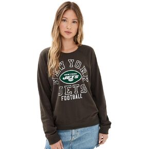 سويت شيرت نسائي من Junk Food من نوع Jets Flocked Raglan Crew