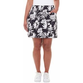 S.C. & Co. Womens Black Print Skort with 360 Tummy Control (Black Print, XS)