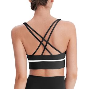 XUNYU Strappy Sports Bra for Women Crisscross Back Yoga Bras Longline Padded Workout Tank Tops Medium Support Gym Top