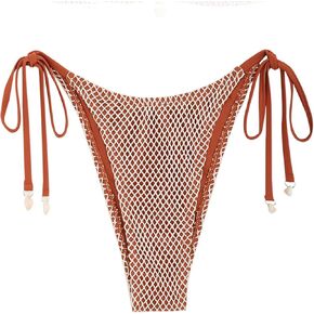 ZAFUL Bikini Bottoms for Women Fishnet Tie Side String Bathing Suit Bottoms Tanga High Cut Swimsuit Bottom in Saudi Arabia
