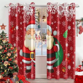 AWERT Santa Christmas Curtains for Living Room Christmas Blackout Curtains 2 Panels Set Stainless Silver Grommets Room Darkening Window Drapes 42x84inch