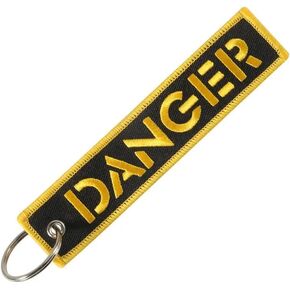 Pinstant Danger Warning Caution Alert Safety Keychain Key Tag Chain Fob Ring