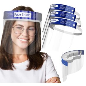 Face Shield | Case of 48 | Clear Plastic Face Shields for Women, Men & Kids, Anti-Fog, Lightweight Reusable Face Shield Mask, Safety Visor Cover with Comfortable Sponge & Elastic Band