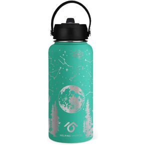 Dark Skies Water Bottle | 32 oz Engraved Stainless Steel Vaccuum Sealed | Space Galaxy and Star Gazing Themed