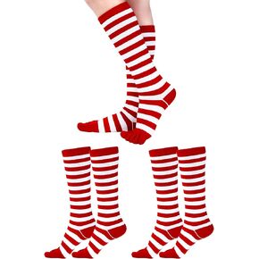 Syhood 2 Pairs Toe Socks High Toe Socks Colorful Striped Women Cotton 5 Toes Separated Socks for Christmas Gift Girls Women