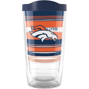 كوب سفر Tervis NFL Denver Broncos - خطوط هايب مصنوعة في الولايات المتحدة الأمريكية بجدار مزدوج معزول يحافظ على المشروبات باردة وساخنة، 16oz، كلاسيكي