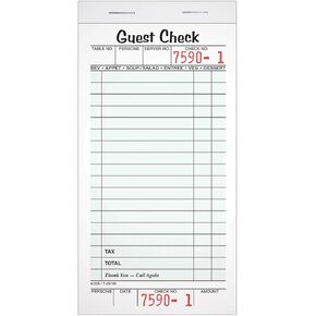 Adams Guest Check Pads, Single Part, Perforated Guest Receipt, 8.6 x 17.2 cm, 50 Sheets per Pad, 10 Pack (525SW)