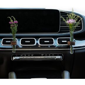 Car Flower Vase Vent Clip Glass Plant Holder Universal for Auto Interior Aesthetic Decor (A+B)
