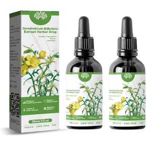 2024years Dendrobium & Mullein Extract Herbal Drops Powerful Lung Support,30ml Dendrobium & Mullein Extract Herbal Drops,Drop 1-2ml at a time，1Ounce(Box of 1) Herbal Care Essence (3pcs)