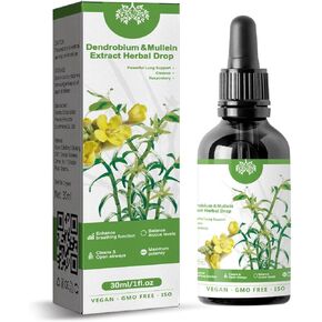 2024years Dendrobium & Mullein Extract Herbal Drops Powerful Lung Support,30ml Dendrobium & Mullein Extract Herbal Drops,Drop 1-2ml at a time，1Ounce(Box of 1) Herbal Care Essence (3pcs)