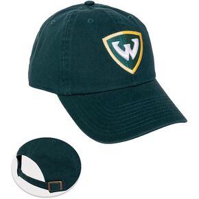 Desert Cactus Wayne State University Baseball Hat WSU Warriors Brimmed Embroirderd Cap Adjustable Cloth Strap Adult (Style A) Green