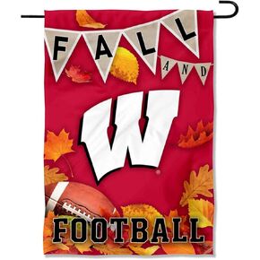 College Flags & Banners Co. Wisconsin Badgers Fall Leaves Football Season Garden Yard Flag