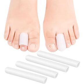Big Toe Caps, Gel Toe Tubes 4 Pack, Silicone Toe Sleeves Protectors Bandages Pads for Blister, Callus, Corn, Sore, Toe Rubbing Treatment Wen and Women