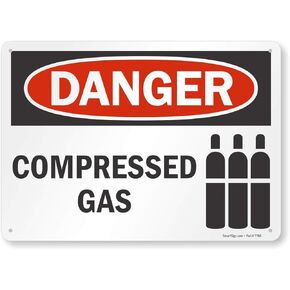 SmartSign - S-2012-EU-14 "Danger - Compressed Gas" Label | 10" x 14" Laminated Vinyl