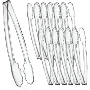 [Black Tongs 7.5'' Inches] Plasticpro 7.5'' Serving Tongs Heavy Duty Reusable Kitchen and BBQ Black Serving Tong for party's, Caterings, Events, Buffet, Weddings, And every Day use Pack of 12
