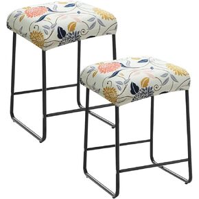 Levoberg Bar Stool Cover Rectangle Stretch Printed Vanity Stool Cover Counter Height Barstool Slipcovers Rectangular Kitchen Counter Saddle Seat Cover for Wooden Metal Bench Set of 2 Pattern 7