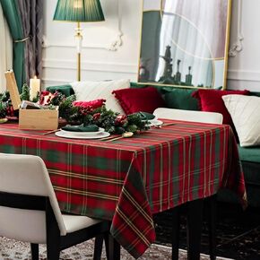 Fall Plaid Tablecloth for Thanksgiving, 60x84 inches Checkered Style Table Cloth Holiday Family Gathering Rectangle Table Cover - Spillproof & Waterproof - Ideal for Indoor & Outdoor Use