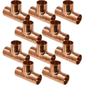 10-Pack 3/4-Inch Copper Tee CxCxC, Certified Safe (CWTE0034-10P)