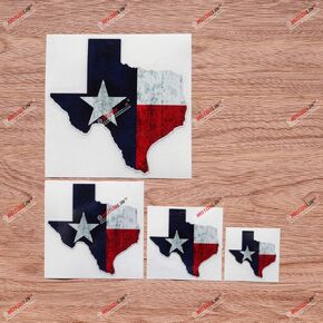 Texas State Flag Map Vinyl Decal Sticker - Grunge Subdued Vintage - 4 Pack Reflective, 2 Inches, 3 Inches, 4 Inches, 6 Inches - for Car Boat Laptop Cup Phone