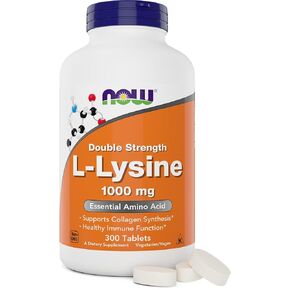 Now Foods L-Lysine 1000mg - Double Strength - 300 Tablets (Pack of 2) - Non-GMO Amino Acid Supplement (Llysine Hydrochloride)- 1000 mg Tabs - Vegan/Vegetarian