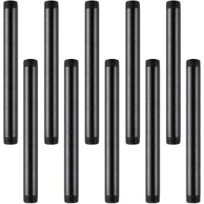 Homaisson 1/2"×8" Malleable Steel Pipes, 10 Pcs Black Threaded Pipe Nipples for Vintage Industrial Style Furniture, Heavy Duty Carbon Steel Pipes for All DIY Furniture Projects