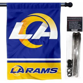 WinCraft Rams LA Logo Banner House Flag and 5 Foot Flagpole Set