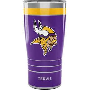 Tervis Traveler NFL Minnesota Vikings - كوب سفر MVP ثلاثي الجدران معزول يحافظ على المشروبات باردة وساخنة، 20oz، من الفولاذ المقاوم للصدأ