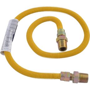 Eastman 36 Inch x 3/8 Inch OD Flexible Gas Line Connector with (2) 1/2 Inch MIP Fitting Ends for Natural Gas and Liquid Propane, Stainless Steel, Yellow, 10YE505036B