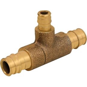 Midline Valve S1228 Monoflow Tee Pipe Fitting for Hydronic Heating Applications 3/4 in. x 1/2 in. Pex Connections Brass