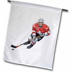 3dRose fl_38274_1 Hockey Player with Stick on White Garden Flag, 12 by 18-Inch