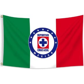Cruz Azul Tricolor Mexico Futbol Club, A.C. Flag 3x5 FT Double Sides Banner Bandera Soccer La Maquina Celeste Heavy Duty, Durable 150D Polyester