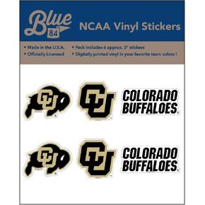 Blue 84 NCAA Unisex-Adult 3" Vinyl Sticker 6-Pack