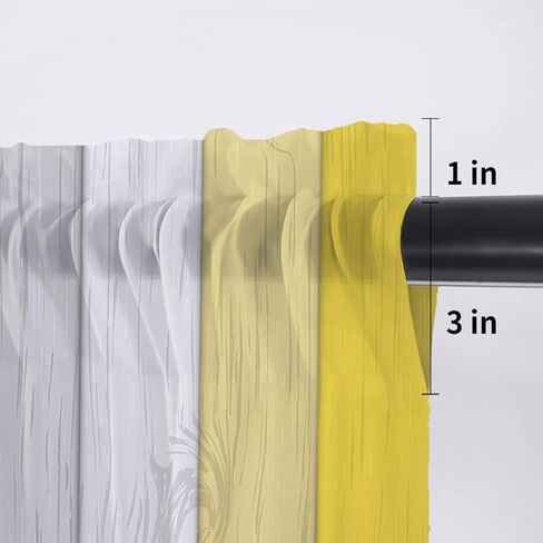 ستارة شفافة - ألواح شفافة من الفوال مرشحة للضوء باللون الرمادي الأصفر، ستائر نافذة جيب خشبية رمادية اللون لمنزل المزرعة لغرفة النوم/غرفة المعيشة/المطبخ، 54 بوصة عرض × 18 لتر in Kuwait