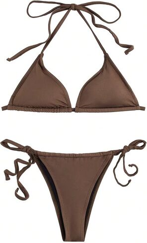 SOLY HUX Women's 2 Piece Swimsuits Bikini Set Sexy Swimwear Halter Triangle Bathing Suit in Saudi Arabia