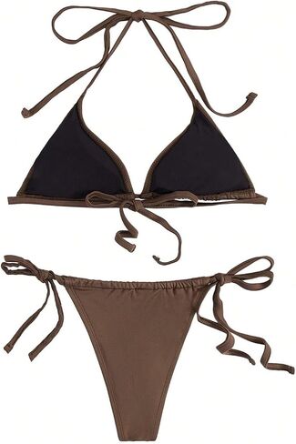 SOLY HUX Women's 2 Piece Swimsuits Bikini Set Sexy Swimwear Halter Triangle Bathing Suit in Saudi Arabia