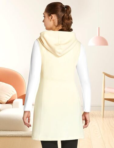 FitsT4 سترة رياضية نسائية من الصوف سترة بدون أكمام سترة سترة بأزرار حتى فستان حراري مع جيوب in Kuwait