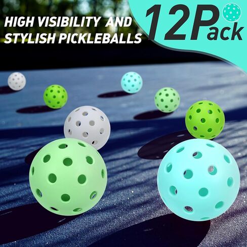 Pickleball Balls, 4/12 Pack 40 Holes Outdoor Pickleball Balls, Perfectly Balanced, High Elasticity and Durable Pickleballs for Beginners and Professional in Saudi Arabia