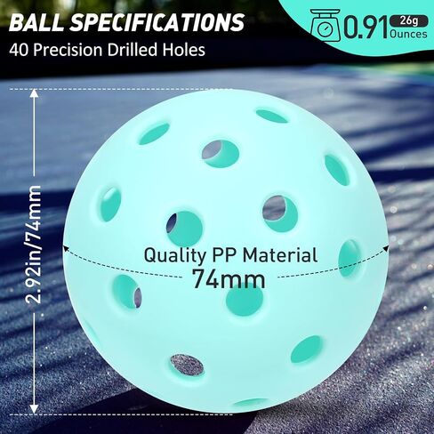 Pickleball Balls, 4/12 Pack 40 Holes Outdoor Pickleball Balls, Perfectly Balanced, High Elasticity and Durable Pickleballs for Beginners and Professional in Saudi Arabia