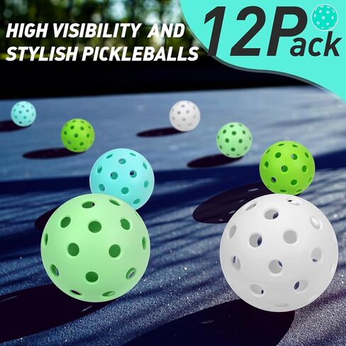 Pickleball Balls, 4/12 Pack 40 Holes Outdoor Pickleball Balls, Perfectly Balanced, High Elasticity and Durable Pickleballs for Beginners and Professional in Saudi Arabia