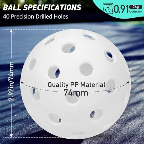 Pickleball Balls, 4/12 Pack 40 Holes Outdoor Pickleball Balls, Perfectly Balanced, High Elasticity and Durable Pickleballs for Beginners and Professional in Saudi Arabia