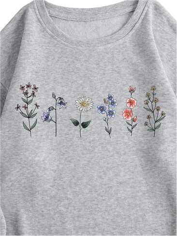 GORGLITTER Women's Floral Print Thermal Lined Sweatshirt Long Sleeve Crewneck Pullover Top in Saudi Arabia