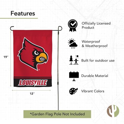 لافتة بطاقات علم كاردينالز U of L من Desert Cactus University of Louisville 100% بوليستر (تصميم A) in Saudi Arabia