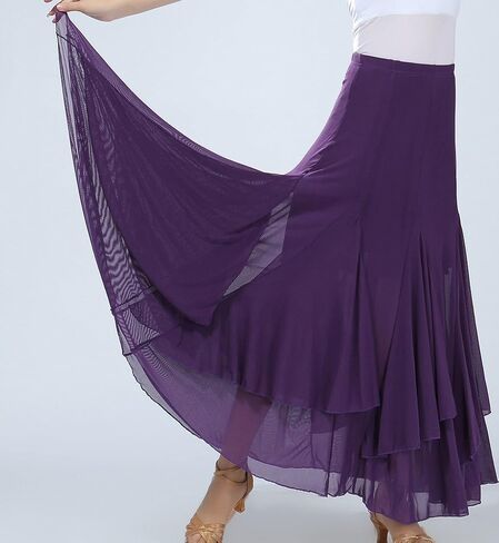 Waltz Dancing and Ballroom Dance Long Swing Skirt Elastic Net Yarn in Kuwait