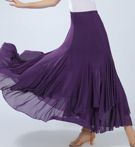 Waltz Dancing and Ballroom Dance Long Swing Skirt Elastic Net Yarn in Kuwait