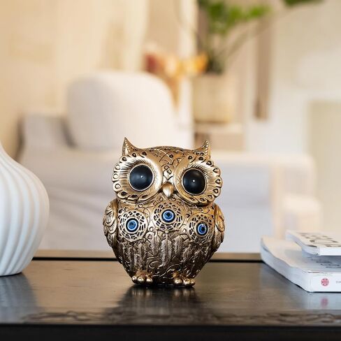 Owl Statue Home Decor Accents With Evil Eye.White Owl decor For Bookshelf,Bedroom,Living Room,Office,Table and Shelf.Vintage Owl Figurines Gifts For Owl And Birds Lover.Cute Small Animal Sculptures. in Kuwait