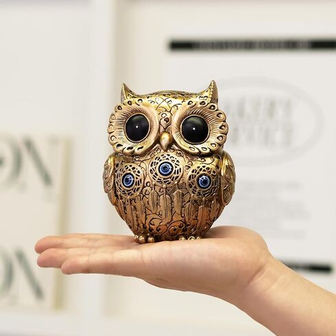 Owl Statue Home Decor Accents With Evil Eye.White Owl decor For Bookshelf,Bedroom,Living Room,Office,Table and Shelf.Vintage Owl Figurines Gifts For Owl And Birds Lover.Cute Small Animal Sculptures. in Kuwait