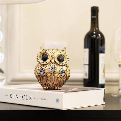Owl Statue Home Decor Accents With Evil Eye.White Owl decor For Bookshelf,Bedroom,Living Room,Office,Table and Shelf.Vintage Owl Figurines Gifts For Owl And Birds Lover.Cute Small Animal Sculptures. in Kuwait