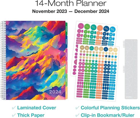 Laminated Essential Monthly & Weekly Fashion Planner 8.5" x 11" AY 2024-2025 (Blue White Marble) in Saudi Arabia
