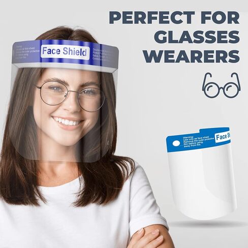Face Shield | Case of 48 | Clear Plastic Face Shields for Women, Men & Kids, Anti-Fog, Lightweight Reusable Face Shield Mask, Safety Visor Cover with Comfortable Sponge & Elastic Band in Saudi Arabia