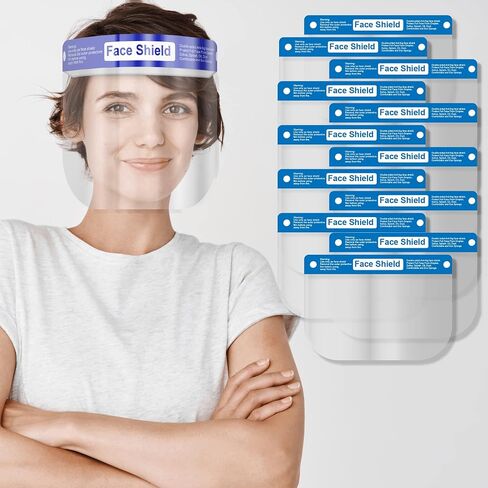 Face Shield | Case of 48 | Clear Plastic Face Shields for Women, Men & Kids, Anti-Fog, Lightweight Reusable Face Shield Mask, Safety Visor Cover with Comfortable Sponge & Elastic Band in Saudi Arabia